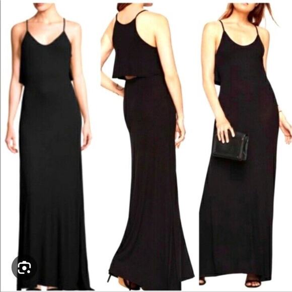 BCBGMAXAZRIA “NEKA”Black Knit Ribbed Maxi Dress Cutout Draped Back XXS NEW Tags - Picture 1 of 14